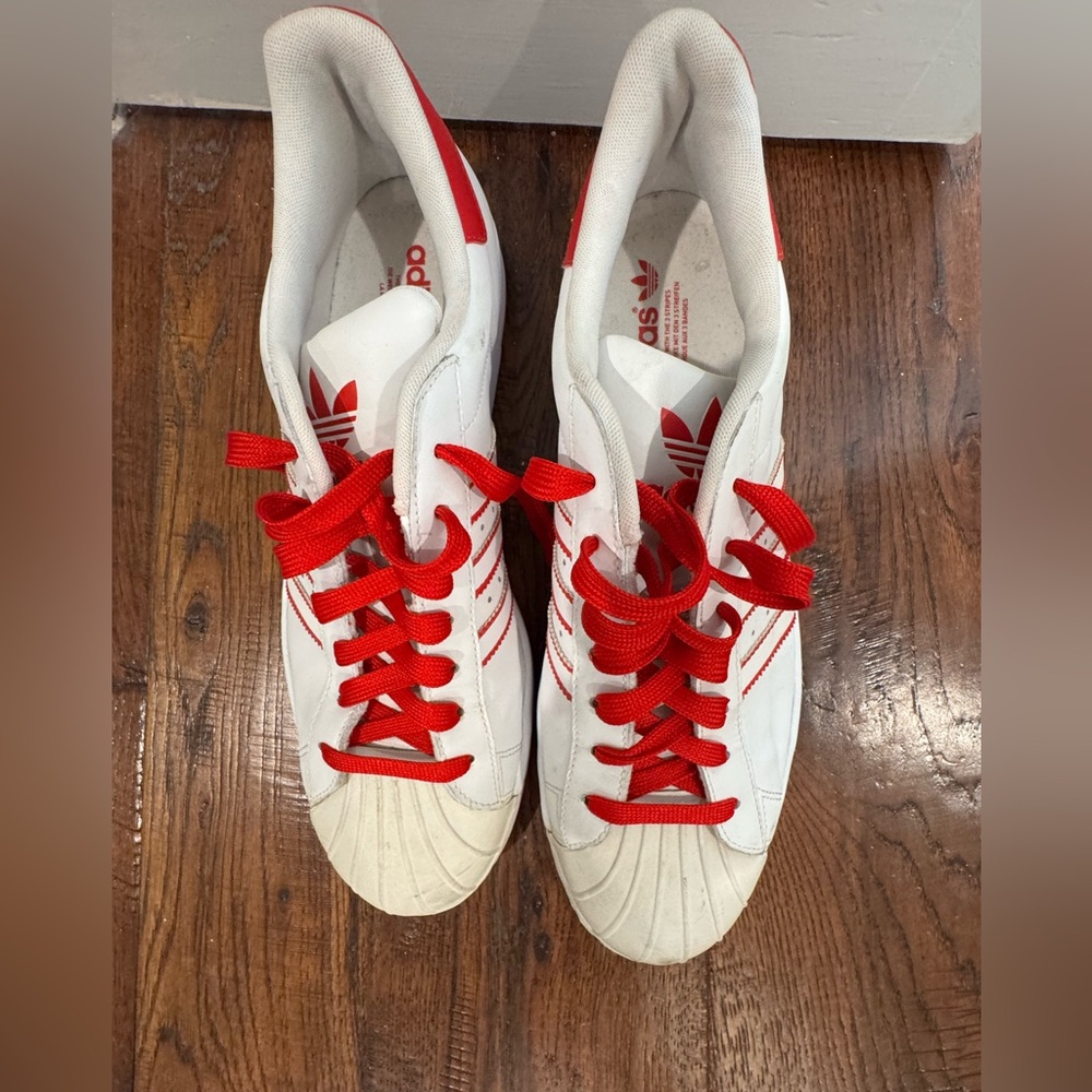 Adidas Classic White and Red Shoes